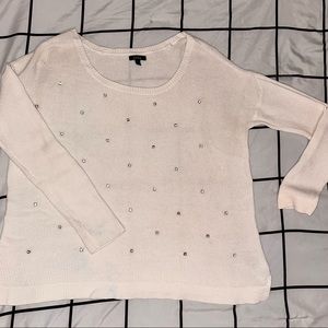 Apt. 9 White Crewneck Sweater With Diamond Details